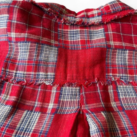 Seven7 Red Patchwork Plaid Shirt – Frayed Boho Western Vibes (Sz M) - Picture 6 of 8